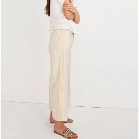 Madewell Pant Emmett Tall Wide Leg Crop Stripe NWT - Picture 4 of 10
